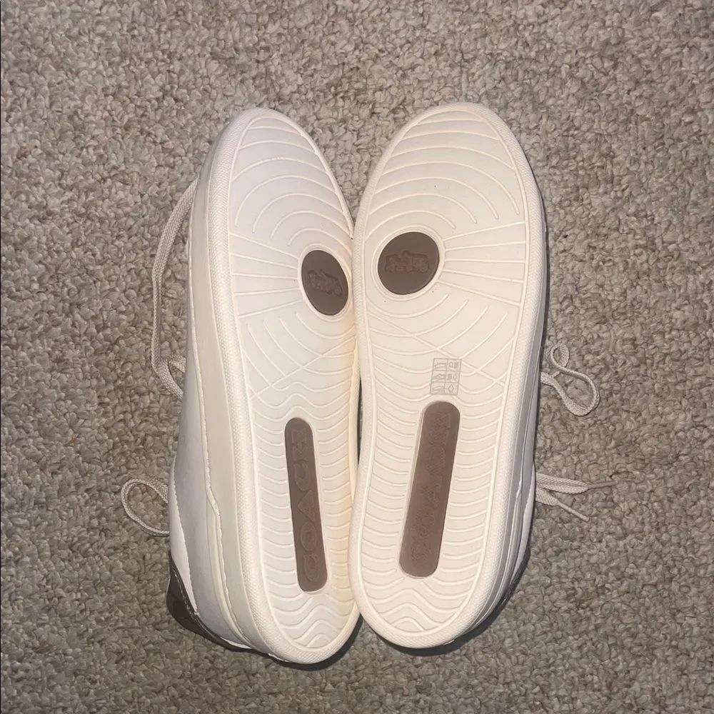 Coach Women's Cream and Brown logo Sneakers